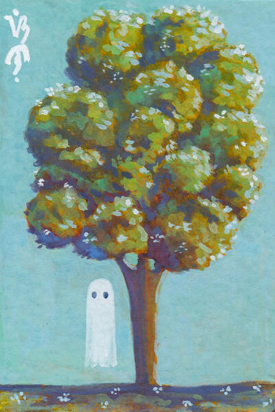 The Tree We Met (2026) | 2.5 x 3.5 inches | Gouache on Watercolor Paper [SOLD]