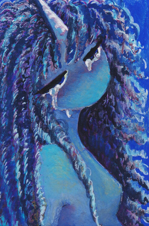 Blue Unicorn (2026) | 2.5 x 3.5 inches | Gouache on Watercolor Paper [SOLD]