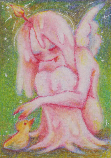 Angel of Wax (2026) | 2.5 x 3.5 inches | Soft Pastels on Watercolor Paper [SOLD]