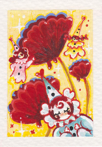 Poppy Fairies (2026) | 2.5 x 3.5 inches | Acrylic on Watercolor Paper